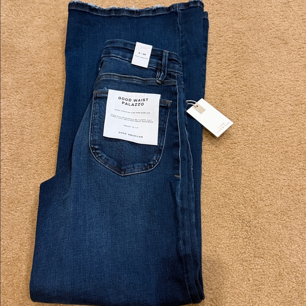 Soft-Tech Good Waist Patch Pocket High Waist Palazzo Jeans - Picture 2 of 3